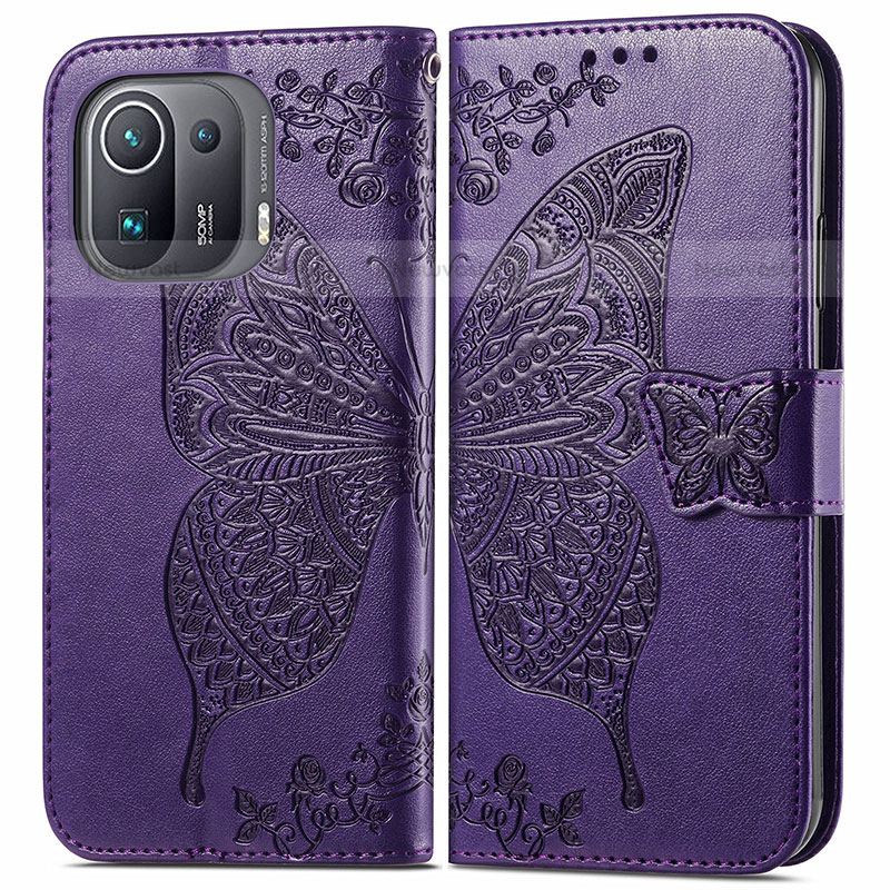 Leather Case Stands Butterfly Flip Cover Holder for Xiaomi Mi 11 Pro 5G