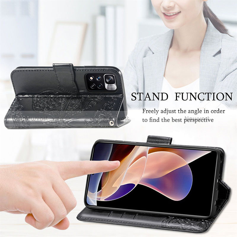 Leather Case Stands Butterfly Flip Cover Holder for Xiaomi Mi 11i 5G (2022)