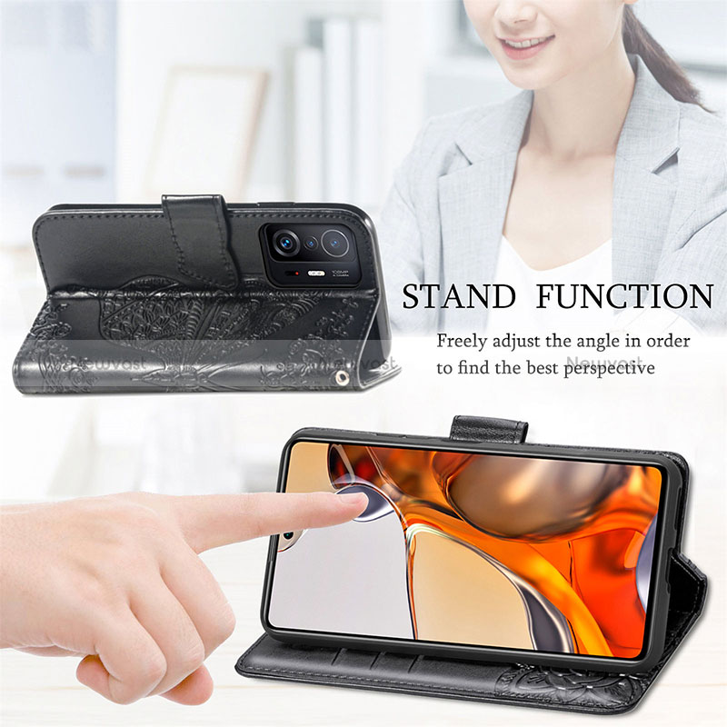 Leather Case Stands Butterfly Flip Cover Holder for Xiaomi Mi 11T 5G