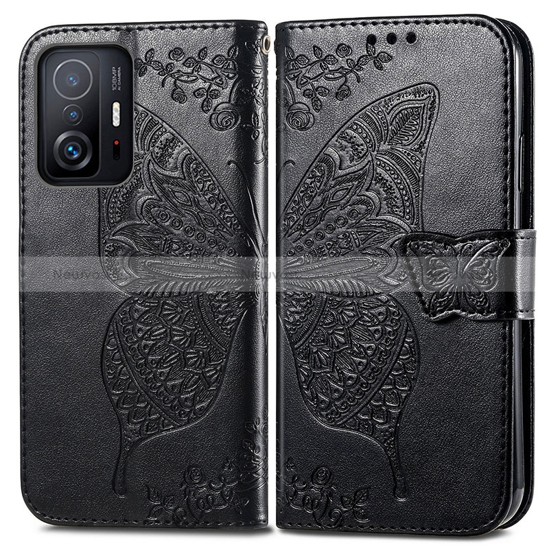 Leather Case Stands Butterfly Flip Cover Holder for Xiaomi Mi 11T 5G Black