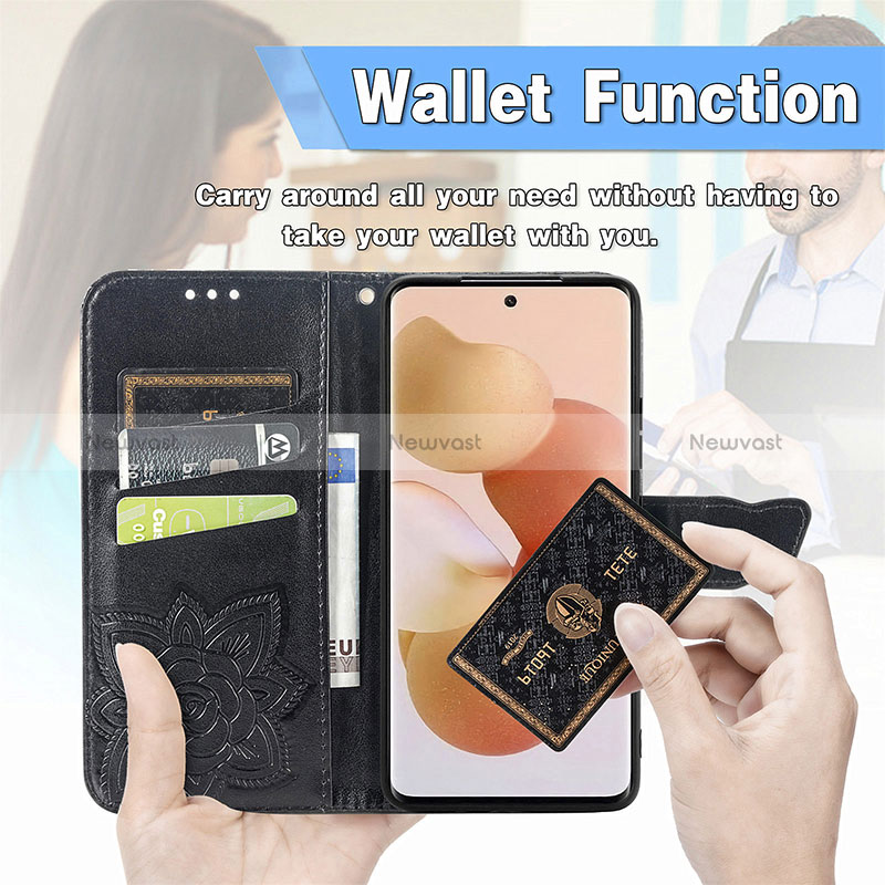 Leather Case Stands Butterfly Flip Cover Holder for Xiaomi Mi 12T Pro 5G