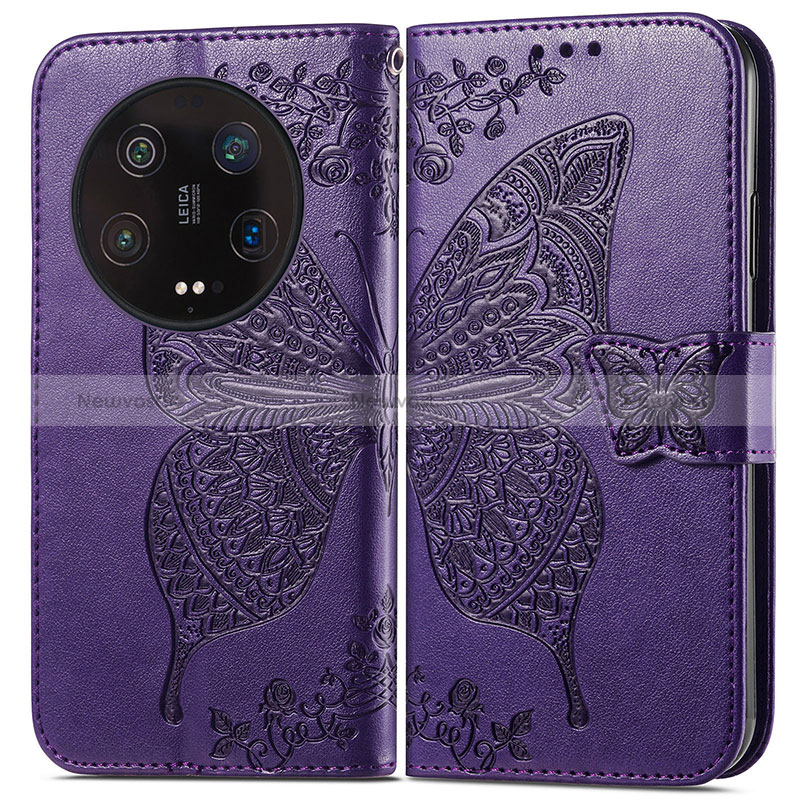 Leather Case Stands Butterfly Flip Cover Holder for Xiaomi Mi 13 Ultra 5G Purple