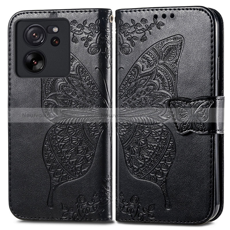 Leather Case Stands Butterfly Flip Cover Holder for Xiaomi Mi 13T 5G Black