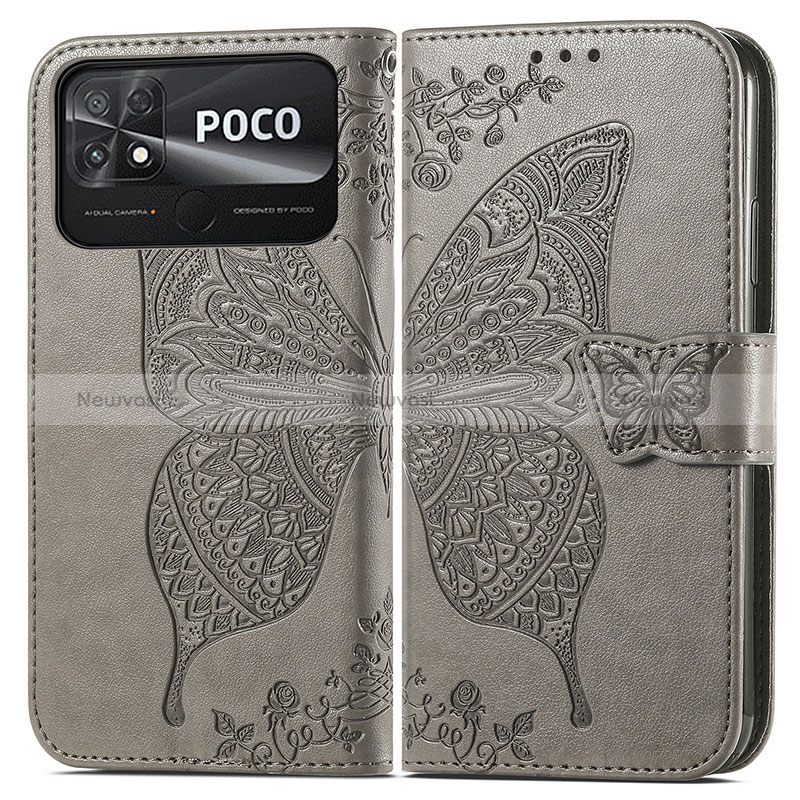 Leather Case Stands Butterfly Flip Cover Holder for Xiaomi Poco C40