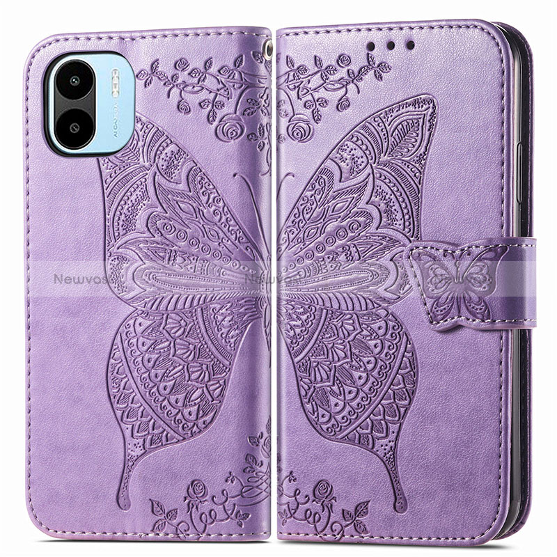 Leather Case Stands Butterfly Flip Cover Holder for Xiaomi Poco C51