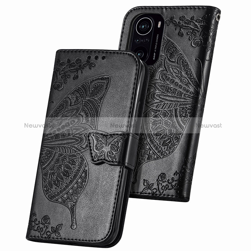 Leather Case Stands Butterfly Flip Cover Holder for Xiaomi Poco F3 5G