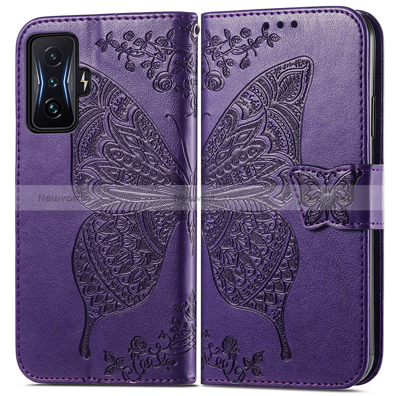 Leather Case Stands Butterfly Flip Cover Holder for Xiaomi Poco F4 GT 5G