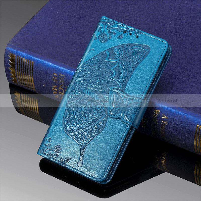 Leather Case Stands Butterfly Flip Cover Holder for Xiaomi Poco M2 Blue