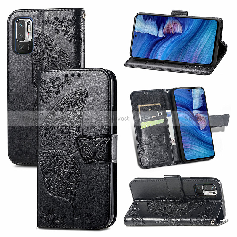 Leather Case Stands Butterfly Flip Cover Holder for Xiaomi POCO M3 Pro 5G