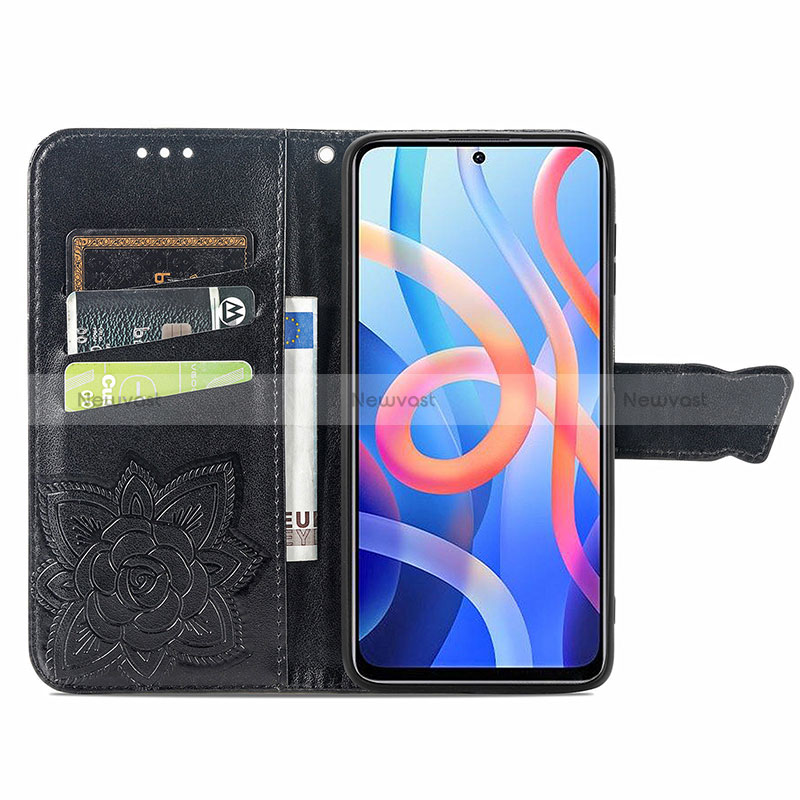 Leather Case Stands Butterfly Flip Cover Holder for Xiaomi Poco M4 Pro 5G