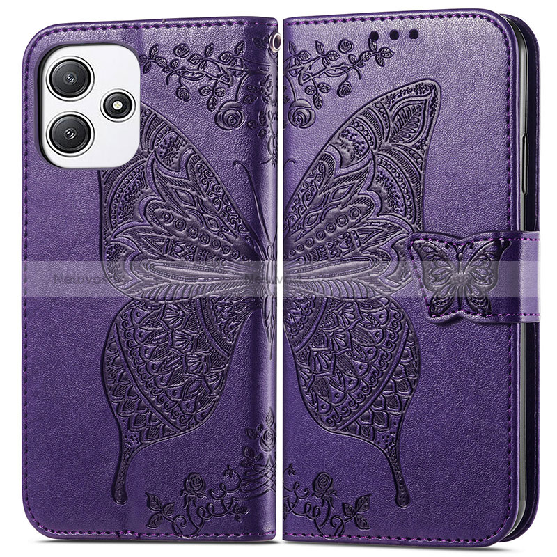 Leather Case Stands Butterfly Flip Cover Holder for Xiaomi Poco M6 Pro 5G