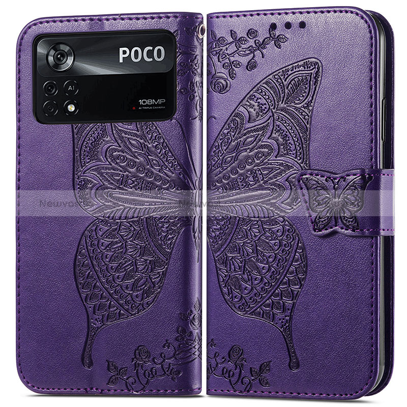 Leather Case Stands Butterfly Flip Cover Holder for Xiaomi Poco X4 Pro 5G