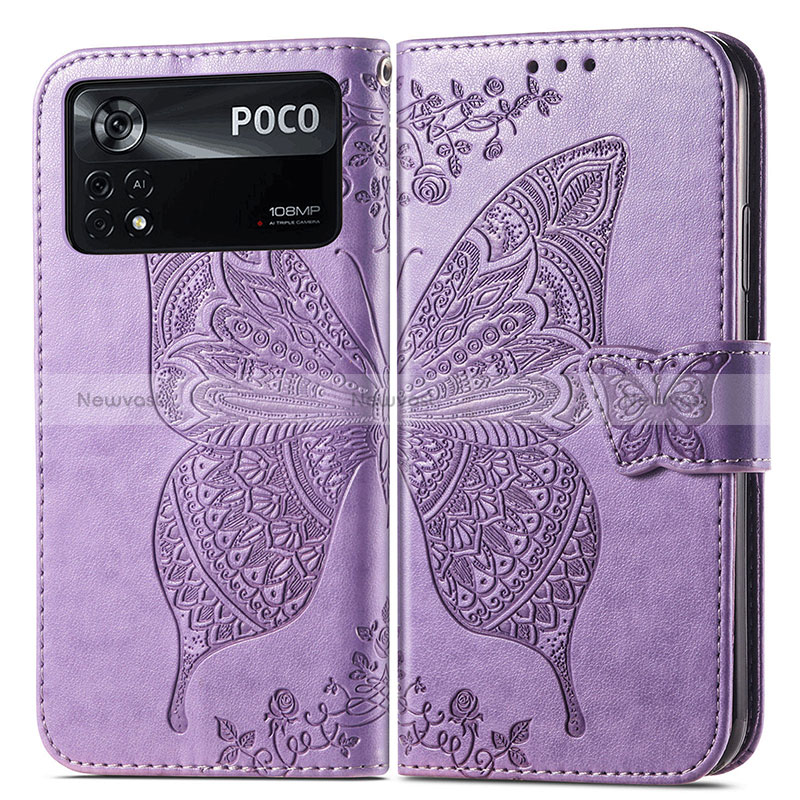 Leather Case Stands Butterfly Flip Cover Holder for Xiaomi Poco X4 Pro 5G