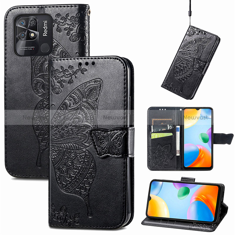 Leather Case Stands Butterfly Flip Cover Holder for Xiaomi Redmi 10 Power