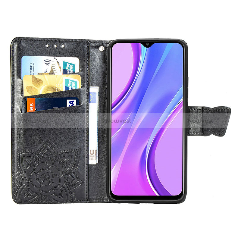 Leather Case Stands Butterfly Flip Cover Holder for Xiaomi Redmi 9