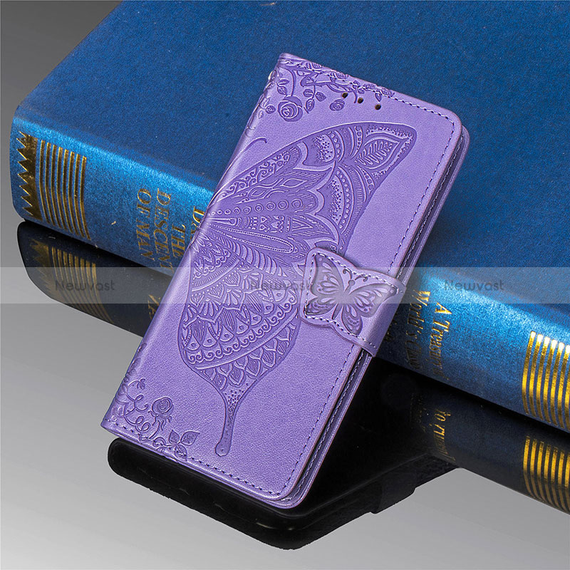 Leather Case Stands Butterfly Flip Cover Holder for Xiaomi Redmi 9 Clove Purple