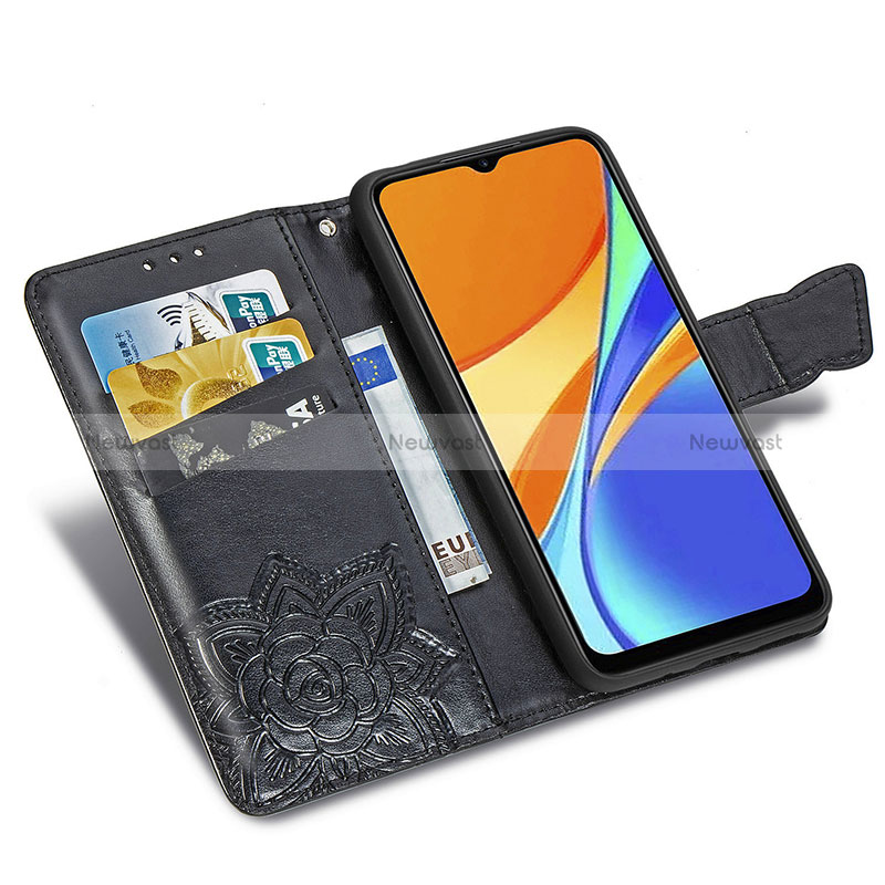 Leather Case Stands Butterfly Flip Cover Holder for Xiaomi Redmi 9 India