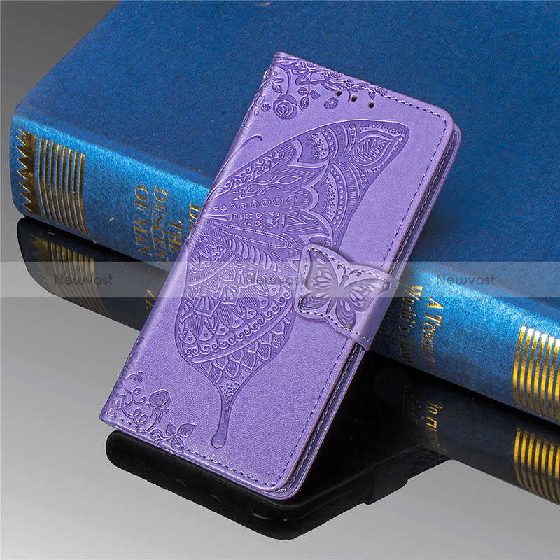 Leather Case Stands Butterfly Flip Cover Holder for Xiaomi Redmi 9 Prime India Clove Purple