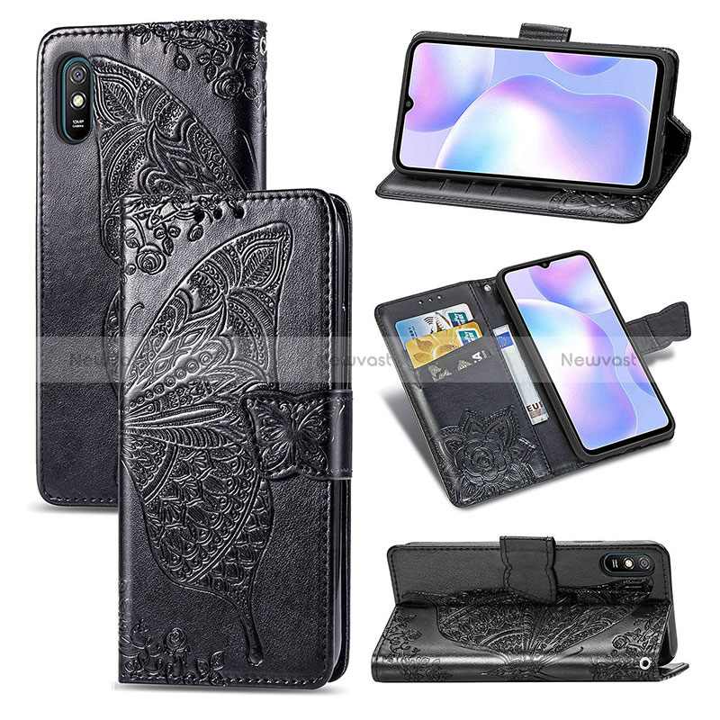 Leather Case Stands Butterfly Flip Cover Holder for Xiaomi Redmi 9i