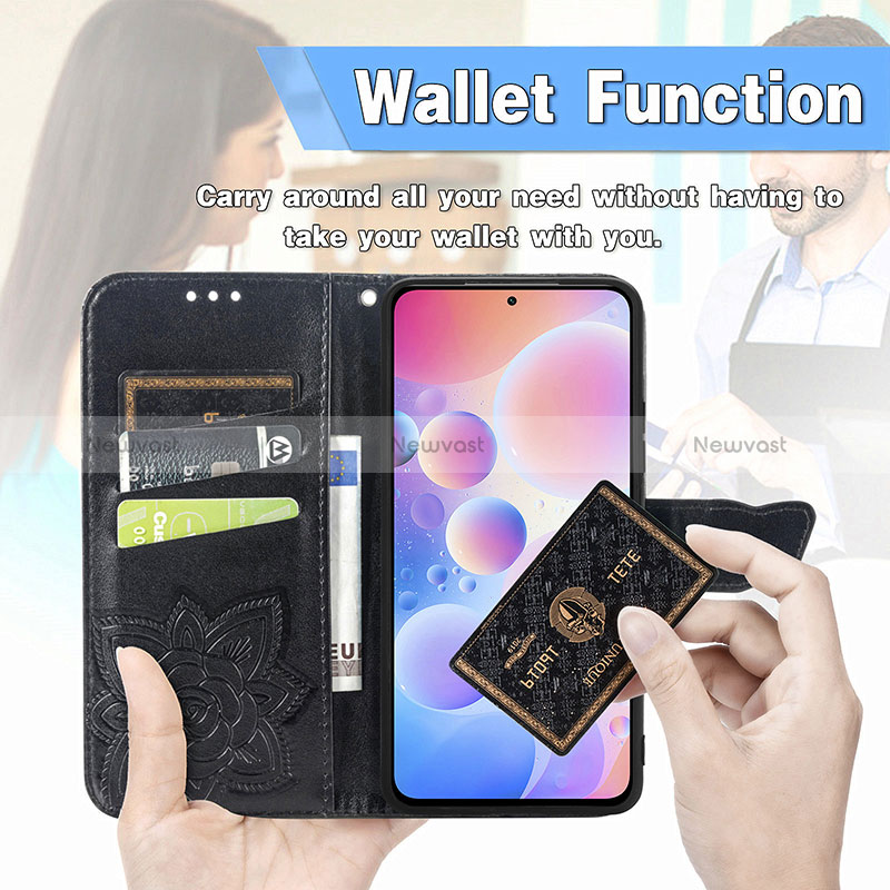 Leather Case Stands Butterfly Flip Cover Holder for Xiaomi Redmi K40 Pro 5G