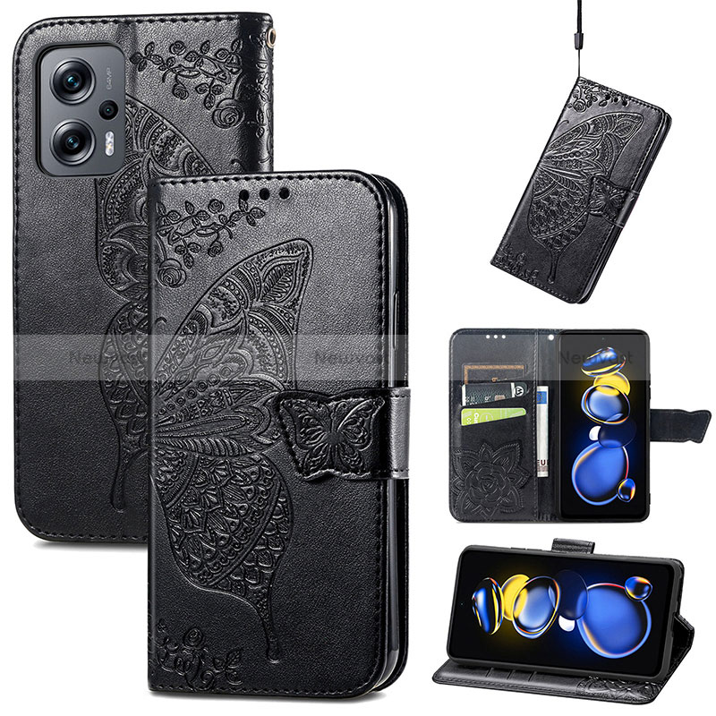 Leather Case Stands Butterfly Flip Cover Holder for Xiaomi Redmi K50i 5G