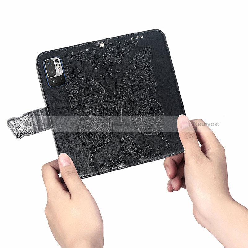 Leather Case Stands Butterfly Flip Cover Holder for Xiaomi Redmi Note 10 5G