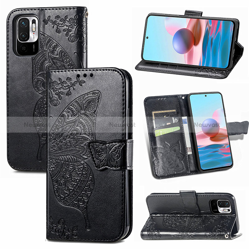 Leather Case Stands Butterfly Flip Cover Holder for Xiaomi Redmi Note 10 JE 5G