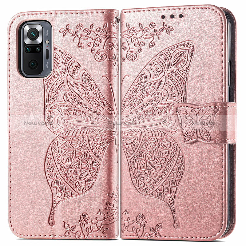 Leather Case Stands Butterfly Flip Cover Holder for Xiaomi Redmi Note 10 Pro 4G