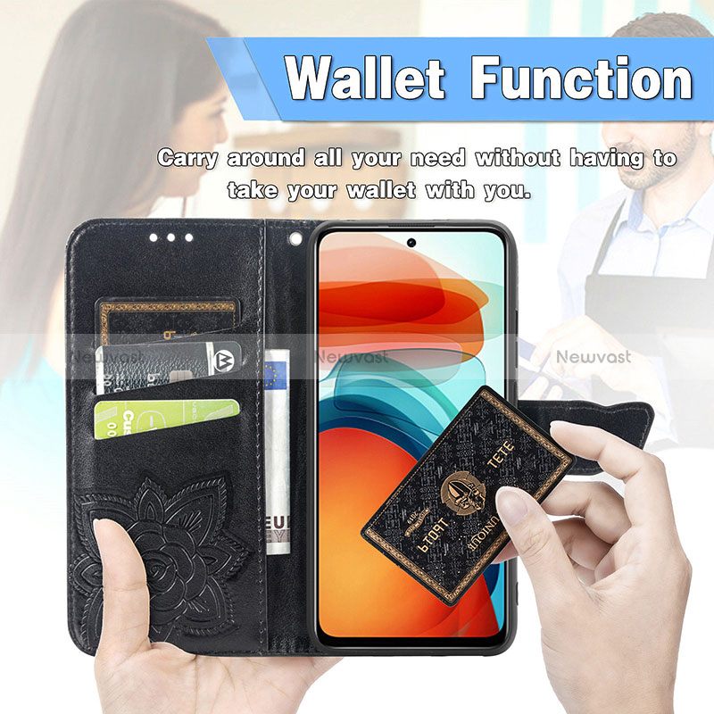 Leather Case Stands Butterfly Flip Cover Holder for Xiaomi Redmi Note 10 Pro 5G