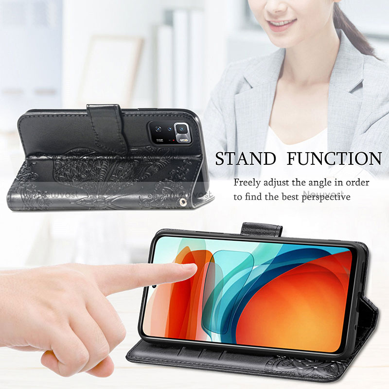Leather Case Stands Butterfly Flip Cover Holder for Xiaomi Redmi Note 10 Pro 5G