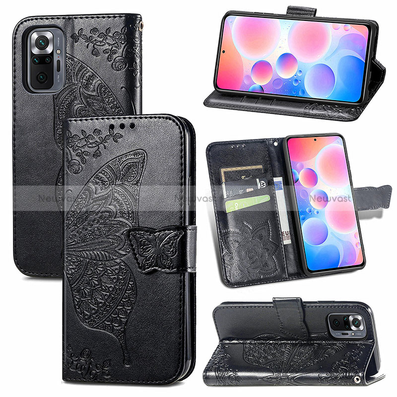 Leather Case Stands Butterfly Flip Cover Holder for Xiaomi Redmi Note 10 Pro Max