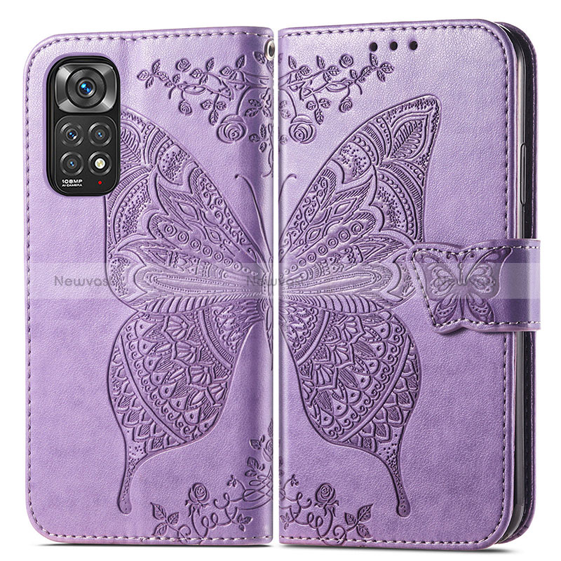 Leather Case Stands Butterfly Flip Cover Holder for Xiaomi Redmi Note 11 4G (2022)