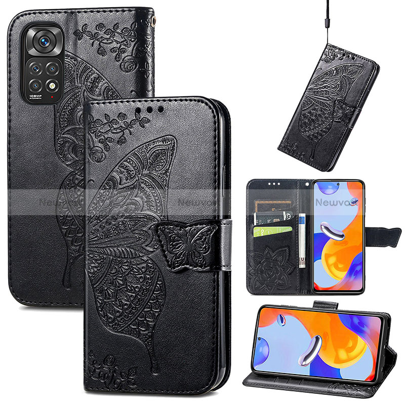 Leather Case Stands Butterfly Flip Cover Holder for Xiaomi Redmi Note 11 Pro 4G