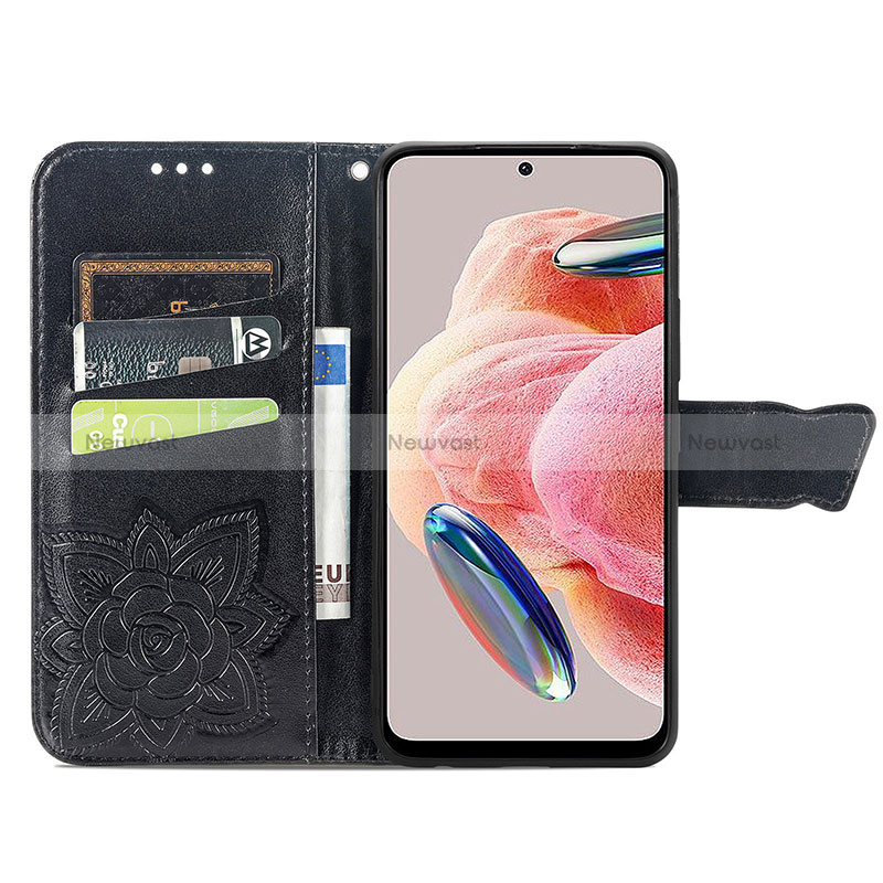 Leather Case Stands Butterfly Flip Cover Holder for Xiaomi Redmi Note 12 4G