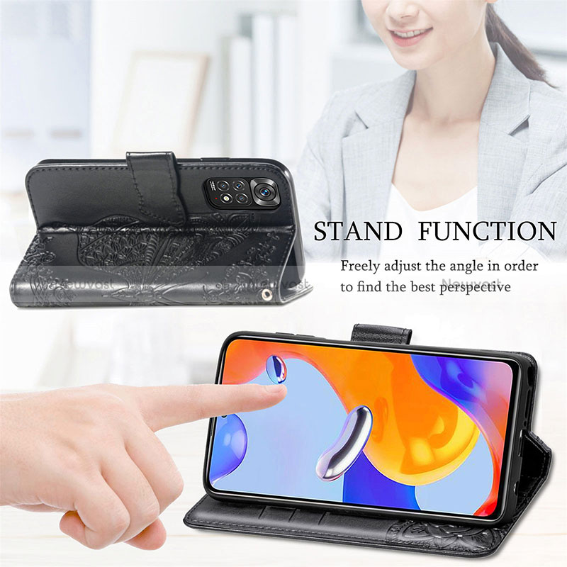 Leather Case Stands Butterfly Flip Cover Holder for Xiaomi Redmi Note 12 Pro 4G