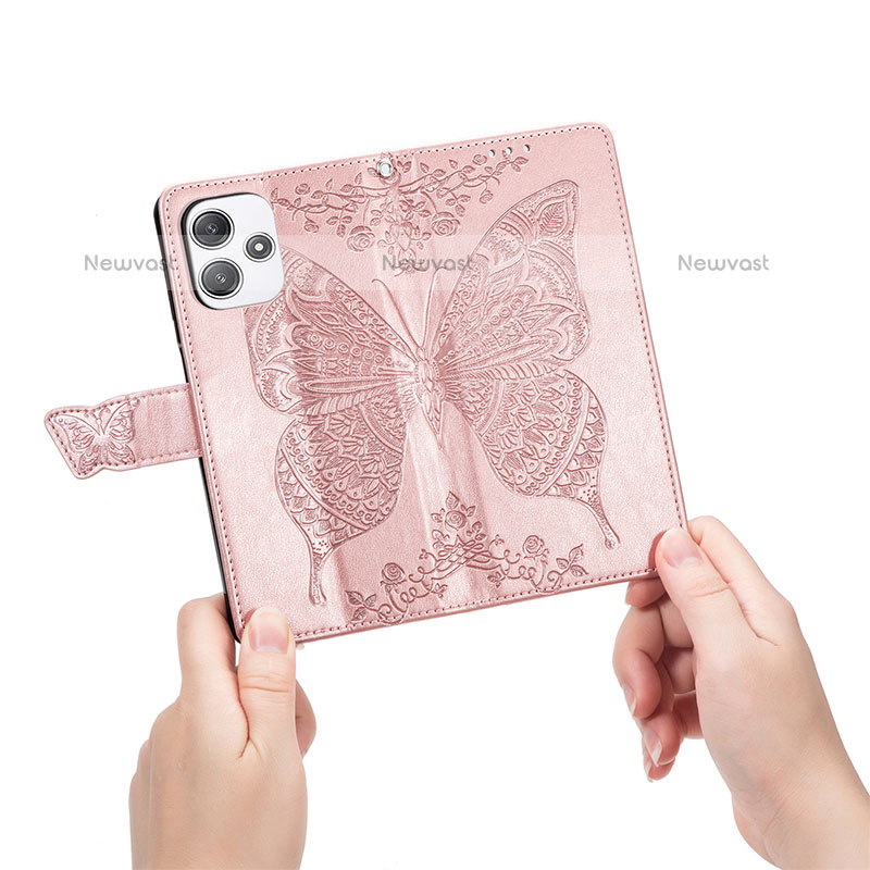 Leather Case Stands Butterfly Flip Cover Holder for Xiaomi Redmi Note 12R 5G