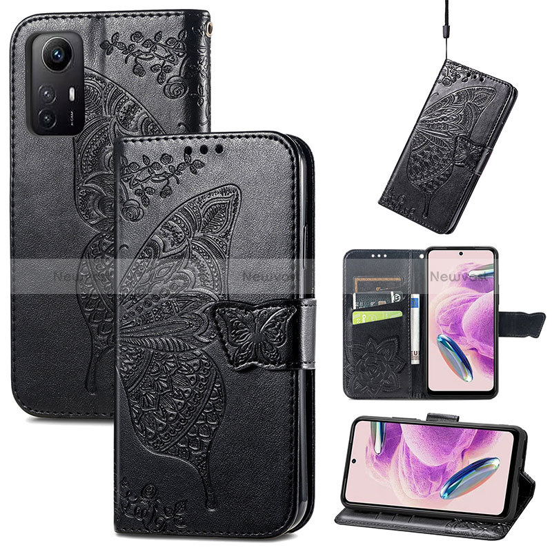 Leather Case Stands Butterfly Flip Cover Holder for Xiaomi Redmi Note 12S