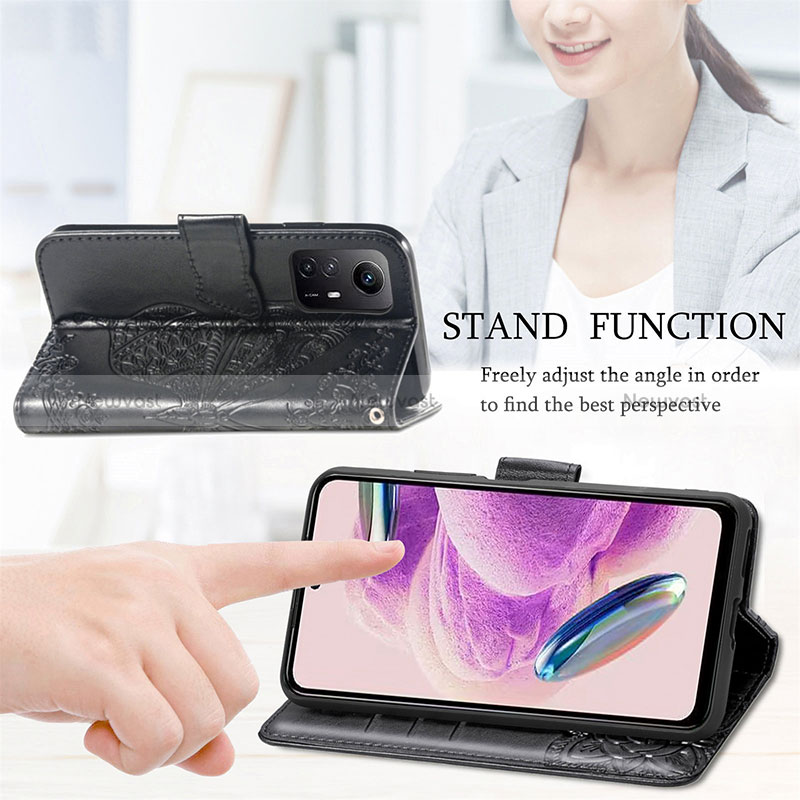 Leather Case Stands Butterfly Flip Cover Holder for Xiaomi Redmi Note 12S