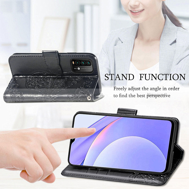 Leather Case Stands Butterfly Flip Cover Holder for Xiaomi Redmi Note 9 4G