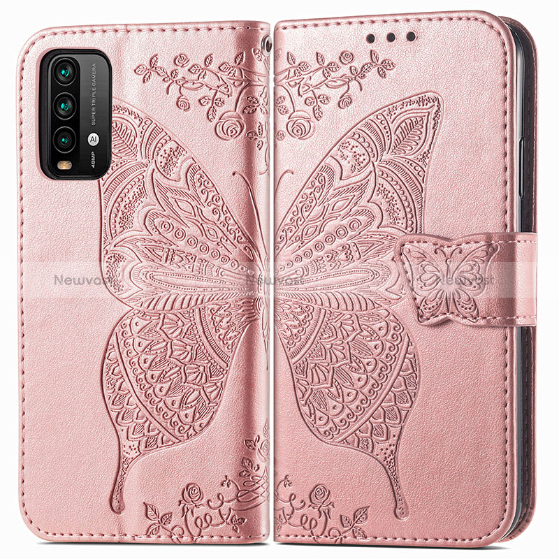 Leather Case Stands Butterfly Flip Cover Holder for Xiaomi Redmi Note 9 4G