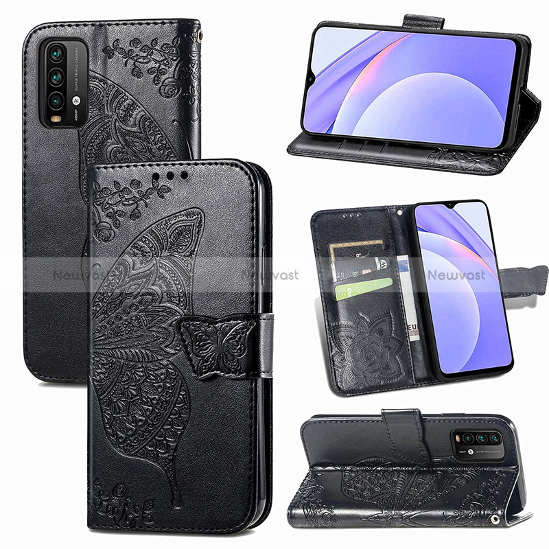 Leather Case Stands Butterfly Flip Cover Holder for Xiaomi Redmi Note 9 4G