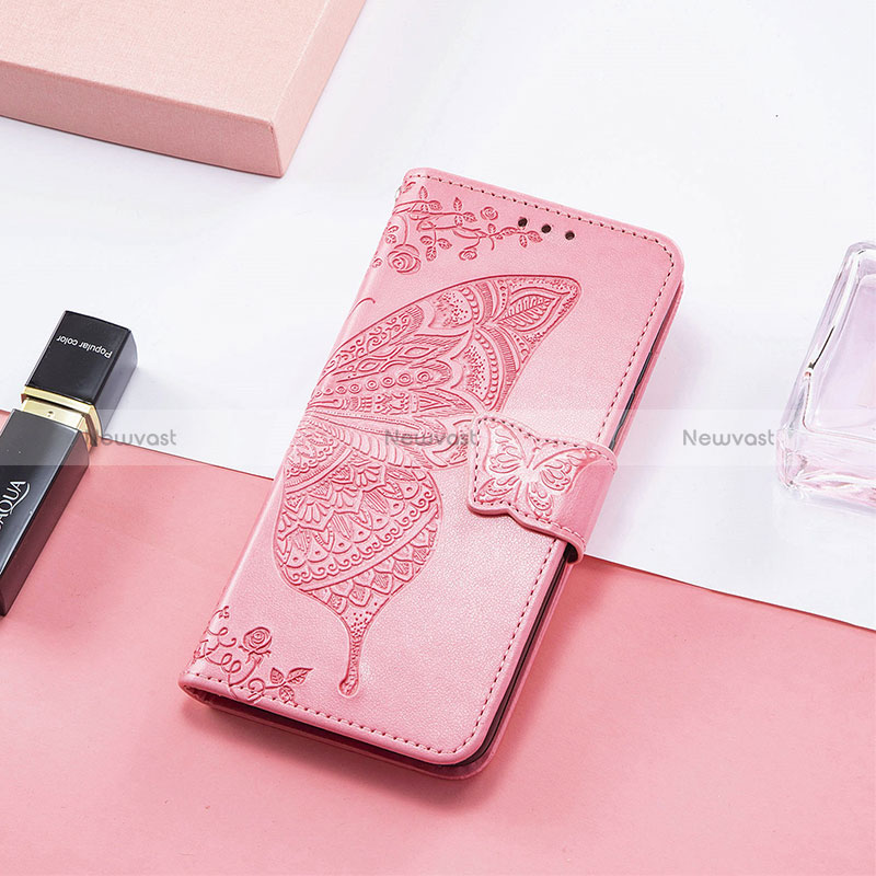 Leather Case Stands Butterfly Flip Cover Holder L01 for Xiaomi Redmi 11A 4G Hot Pink