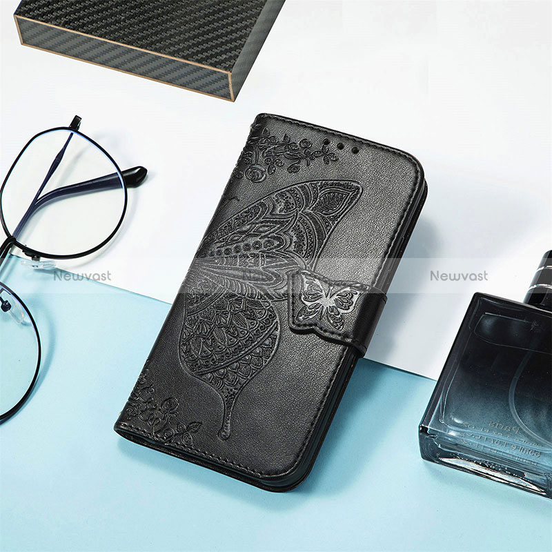 Leather Case Stands Butterfly Flip Cover Holder L01 for Xiaomi Redmi 12C 4G Blue