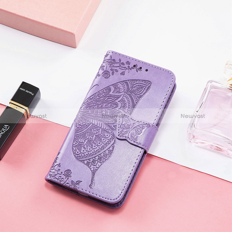 Leather Case Stands Butterfly Flip Cover Holder L01 for Xiaomi Redmi 12C 4G Clove Purple