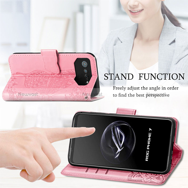 Leather Case Stands Butterfly Flip Cover Holder S01D for Asus ROG Phone 7