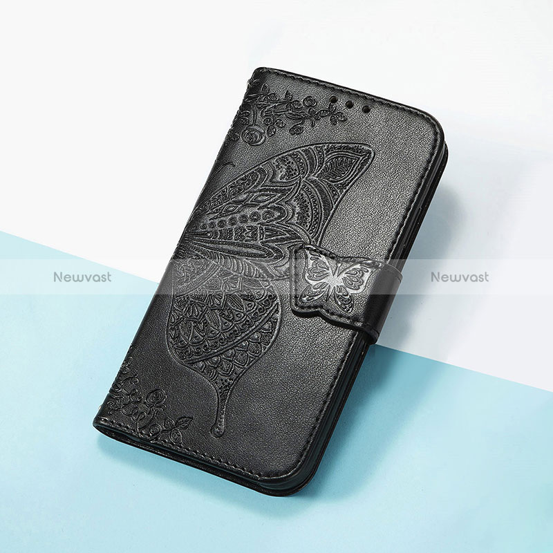 Leather Case Stands Butterfly Flip Cover Holder S01D for Asus ROG Phone 7 Black