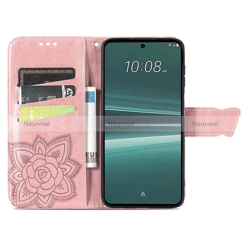 Leather Case Stands Butterfly Flip Cover Holder S01D for HTC U23 Pro 5G