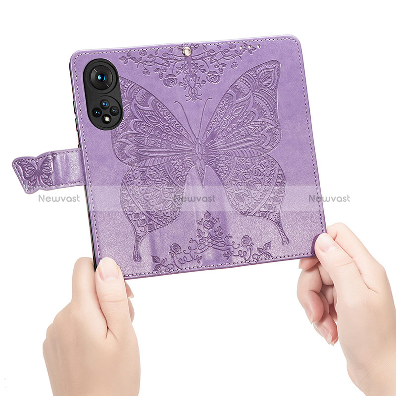 Leather Case Stands Butterfly Flip Cover Holder S01D for Huawei Honor 50 5G