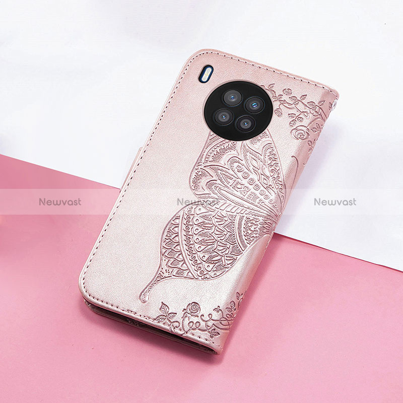 Leather Case Stands Butterfly Flip Cover Holder S01D for Huawei Honor 50 Lite