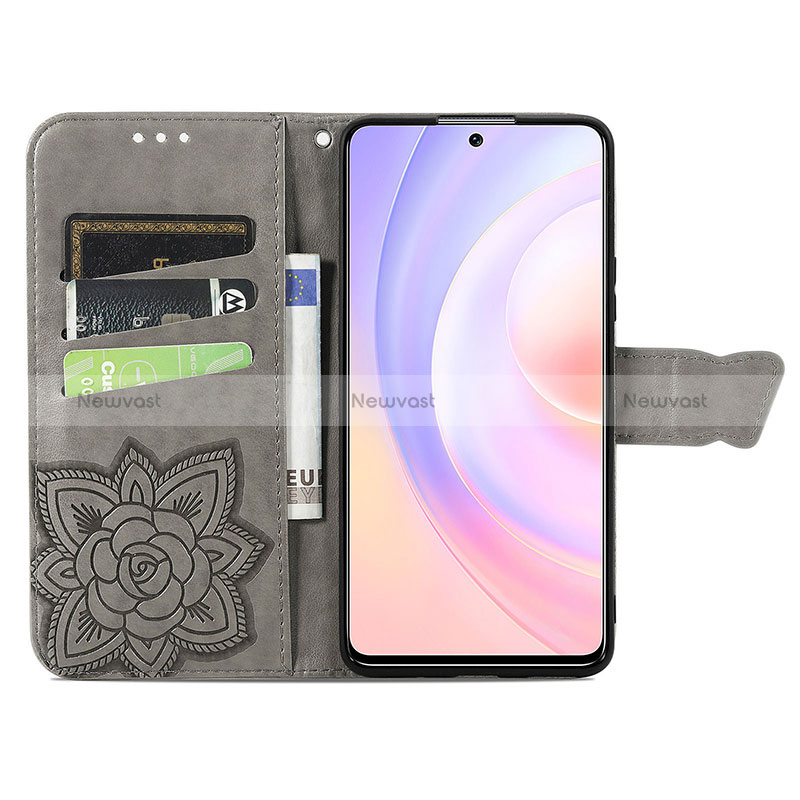 Leather Case Stands Butterfly Flip Cover Holder S01D for Huawei Honor 50 SE 5G